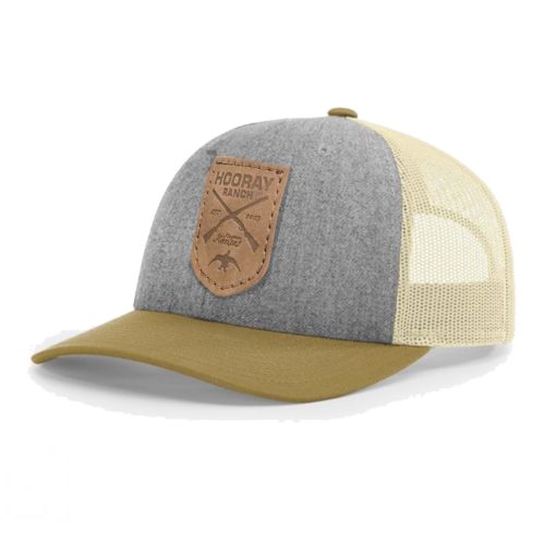 HR010 Richardson Grey Gold Leather Patch Trucker Hat Hooray Ranch Online Store Kansas Hunting Experience 0001